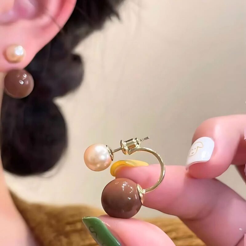 Aretes Perla Avellana/Cereza - Image 3