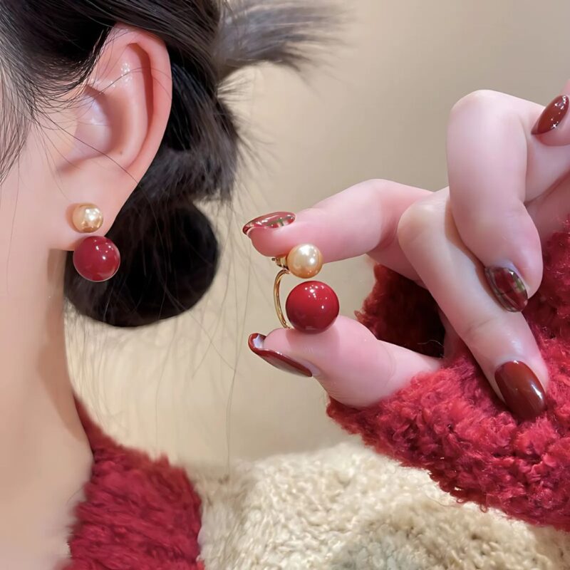 Aretes Perla Avellana/Cereza - Image 5