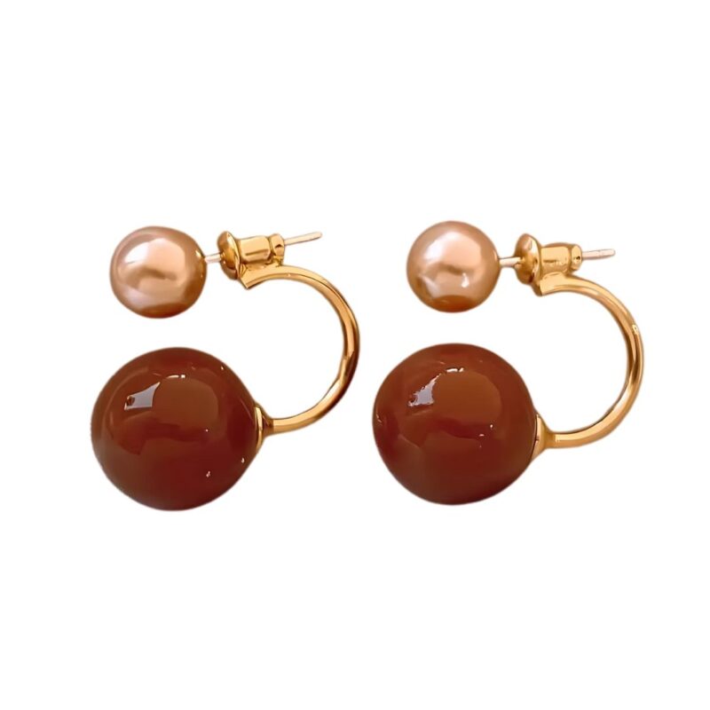 Aretes Perla Avellana/Cereza