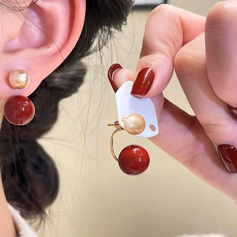 Aretes Perla Avellana/Cereza - Image 6