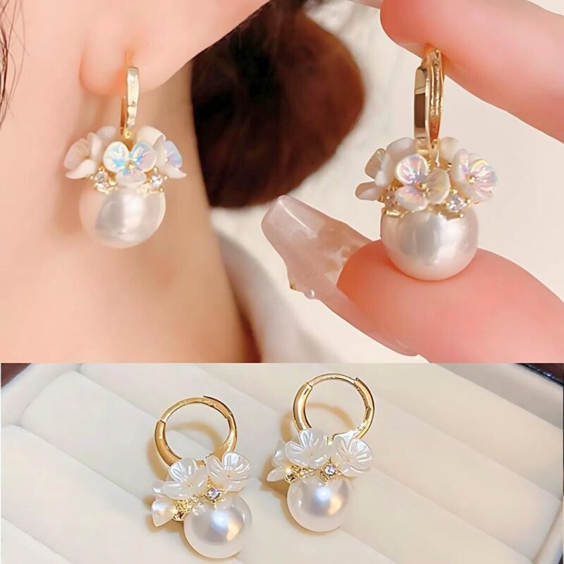 Alternative view of Aretes Ramo de Flor Perla