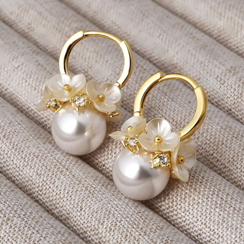 Alternative view of Aretes Ramo de Flor Perla