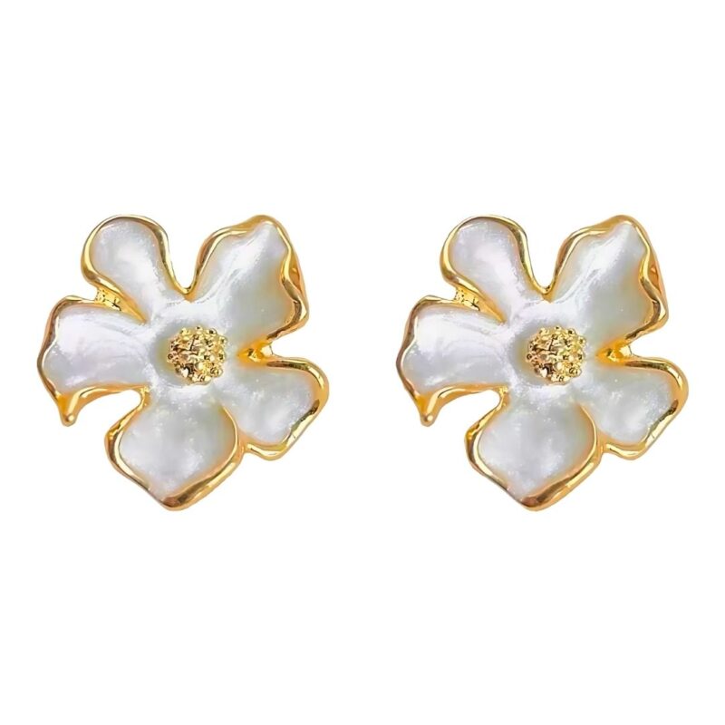 Aretes Flor Blanca