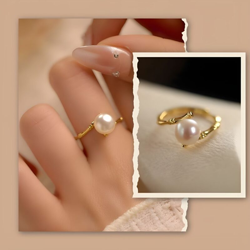 Alternative view of Anillo Perla Bambú